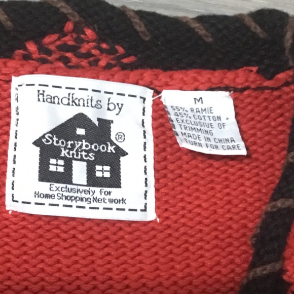 Vintage HANDKNITS by Storybook Knits Western Horses Button up Cardigan Sweater M - Picture 9 of 13